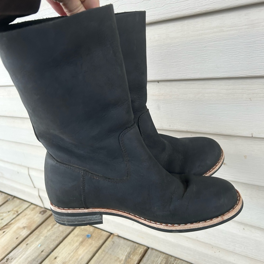 Roots Black Ankle Mid Calf Leather Boots Womens 6.5